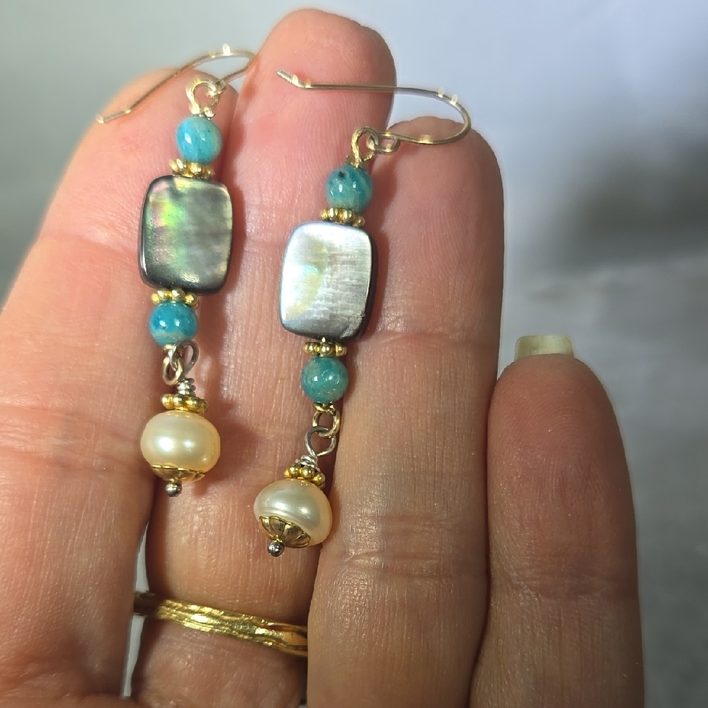 14kt Gold Multi Gemstone Earrings: Handmade Jewelry